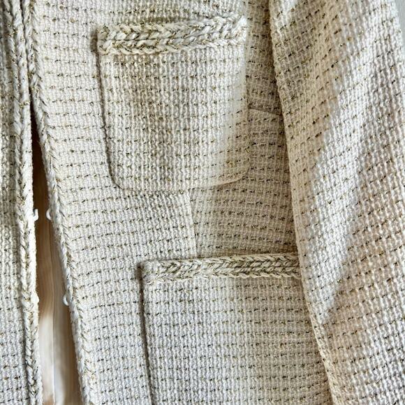 J.Crew Metallic Tweed Blazer Jacket in Off White - Size 10 ** - Picture 7 of 15